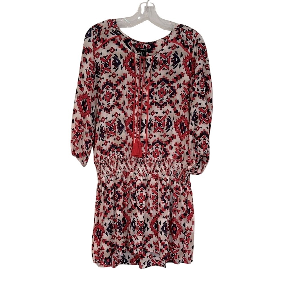 Forever 21 Mini Boho Dress Womens Medium Red Tribal Southwestern Hippie Ethnic